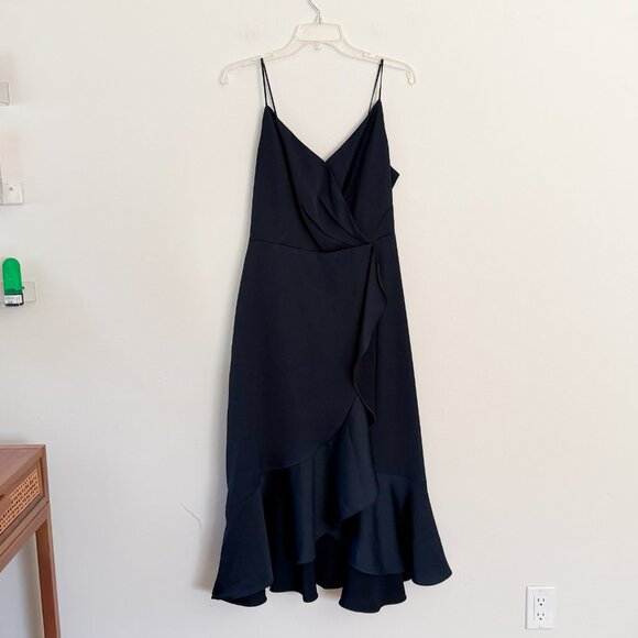 Chelsea28 A Line Navy Surplice Wrap Ruffle Midi Dress Nordstrom Medium - Picture 2 of 8